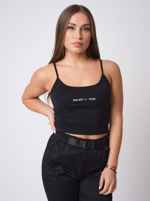 Thin strapped crop top - Black