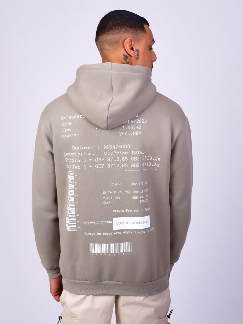 Basic barcode graphic hoodie - Grey