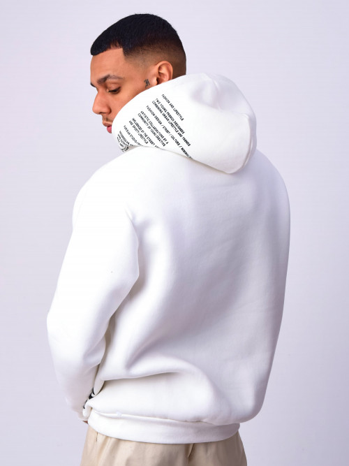 Sudadera básica con capucha y logotipo - Blanco