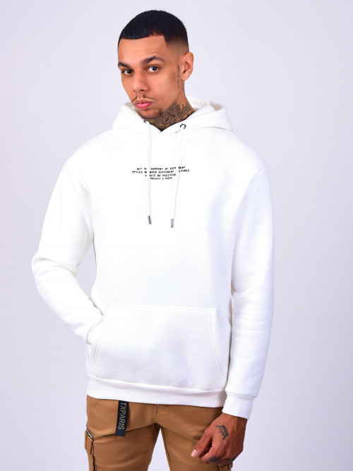 Basic hoodie with central text - White