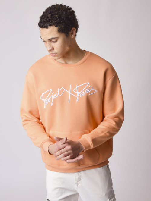 Round-neck sweatshirt with thick logo embroidery - Fishing