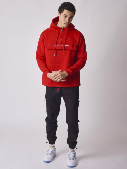 Basic Oversize Pull-on Hoodie - Red