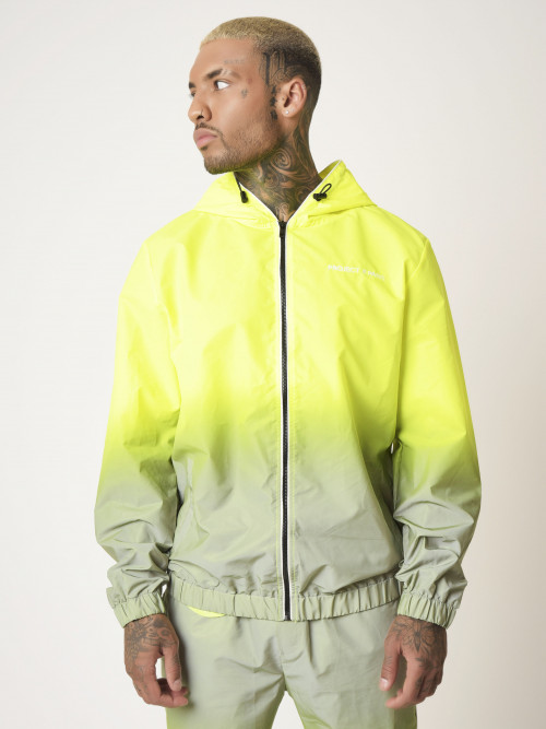 Reflective gradient hooded jacket - Fluorescent yellow