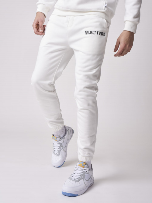 Pantaloni da jogging basic con ricamo del logo - Bianco