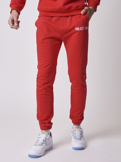 Pantaloni da jogging basic con ricamo del logo - Rosso