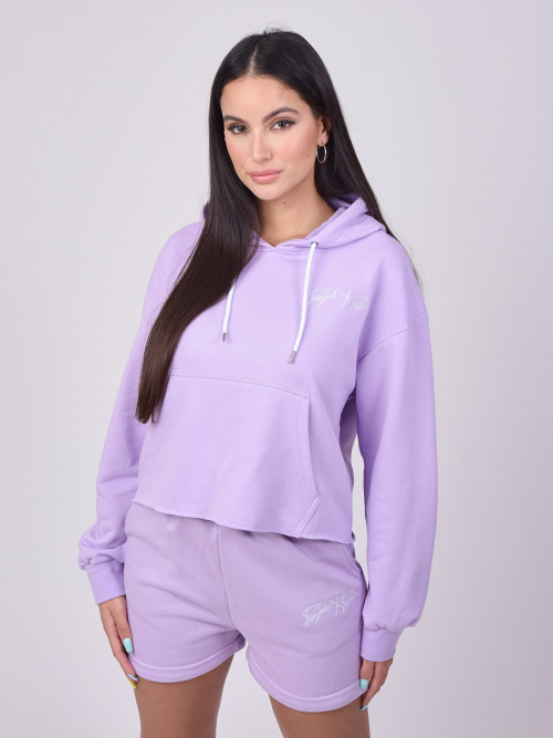 Basic short hoodie - Purple