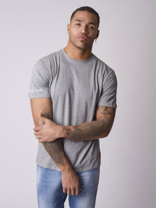 Single sleeve embroidery tee-shirt - Light grey