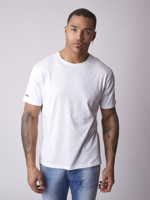 T-shirt bordada de manga única - Branco