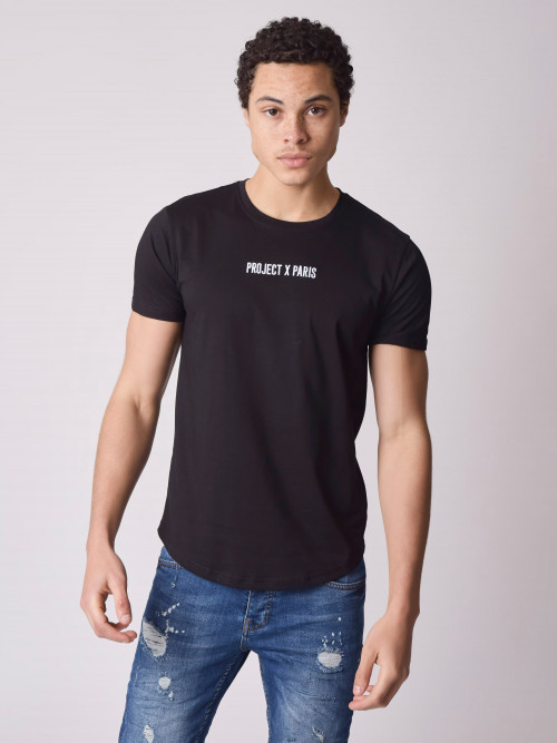 T-shirt básica com logógênero bordado - Preto