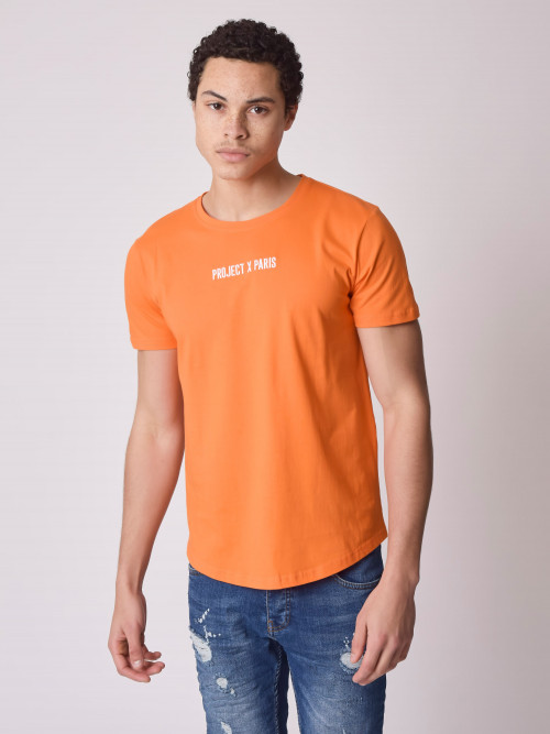 Maglietta basic con logo ricamato - Arancione