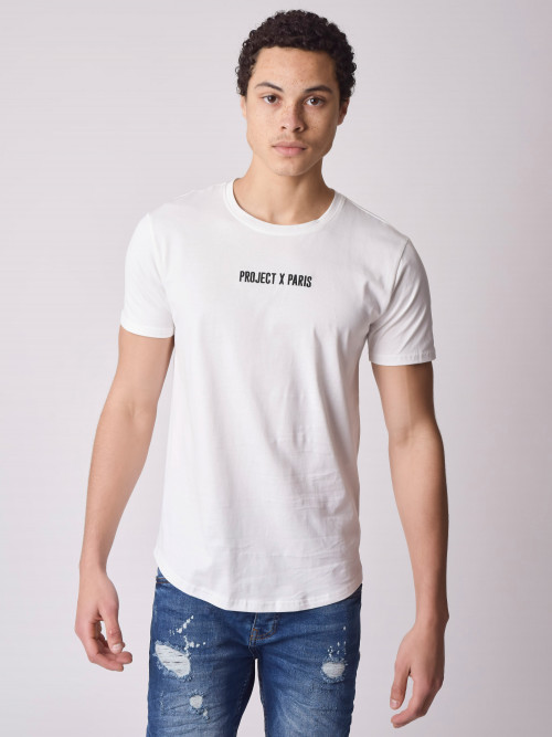 T-Shirt basic Logo-Stickerei - Weiß
