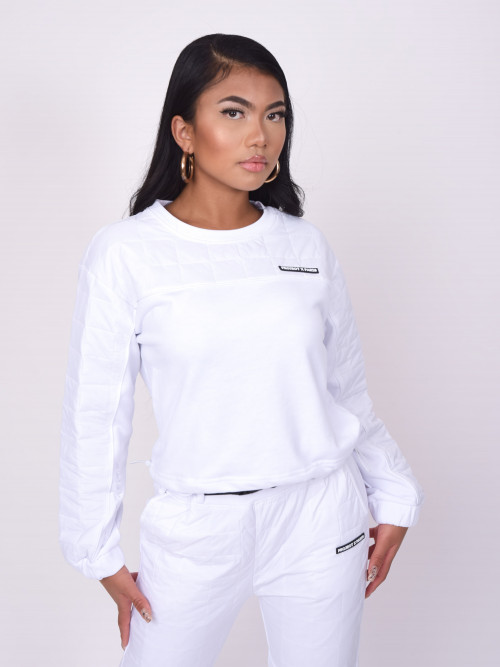 Sweatshirt mit quadratischer Steppung - Weiß