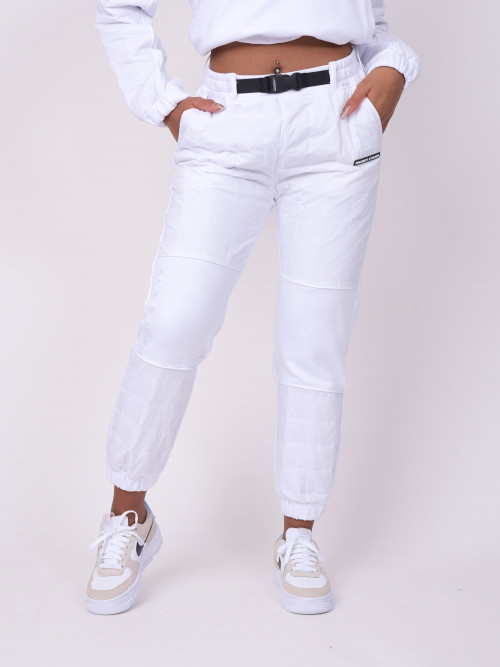 Square-padded jogging bottoms - White