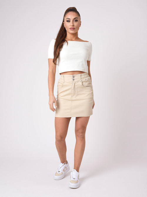 Basic denim short skirt - Ivory