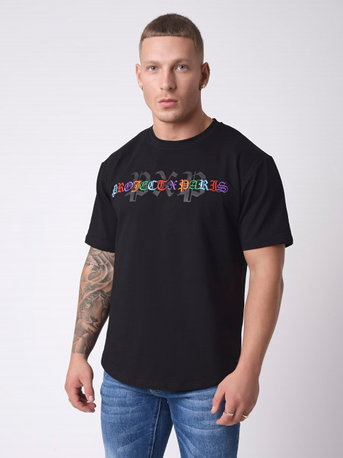 Buntes T-Shirt im Gothic-Stil - Schwarz