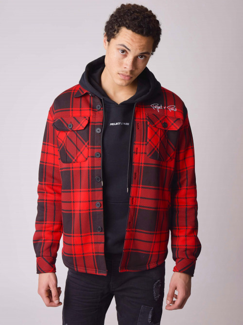 Two-tone check overshirt - Red