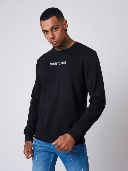 Sweatshirt básica com logógênero bordado - Preto