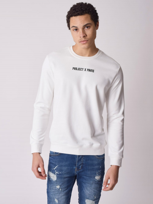 Sweatshirt básica com logógênero bordado - Branco
