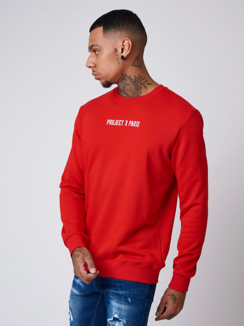 Sweatshirt básica com logógênero bordado - Vermelho