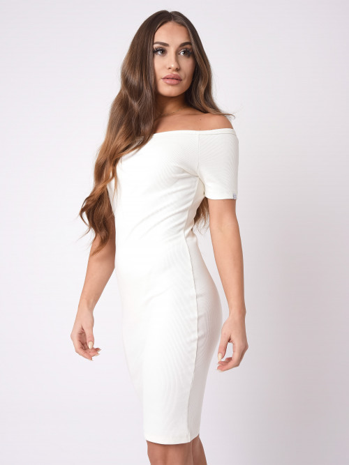 Kleid mit freien Schultern - Weiß