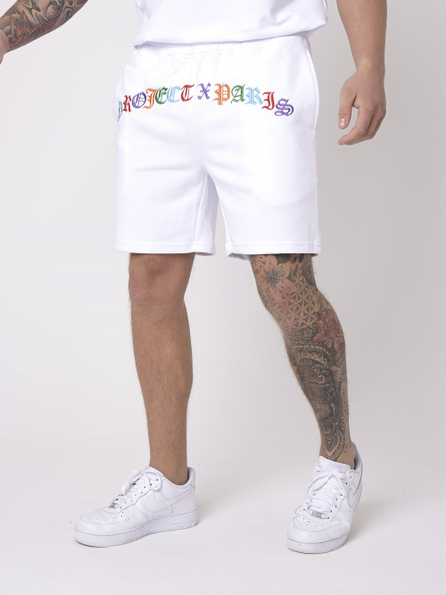 Colorful gothic shorts - White