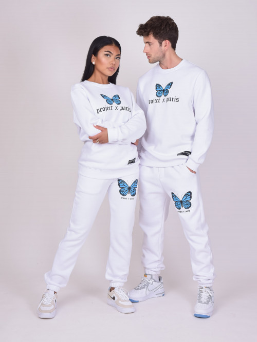 Butterfly print jogging bottoms - White