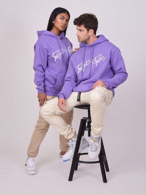 Basic hoodie full logo embroidery - Purple