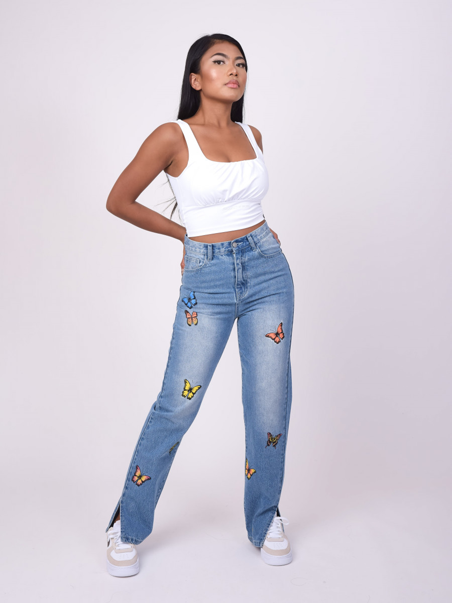 Butterfly Embroidery Jean