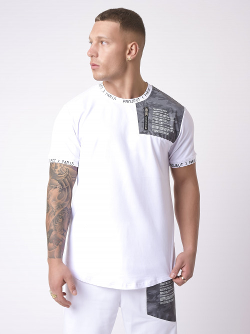 Tee-shirt empiècement militaire reflect - Blanc
