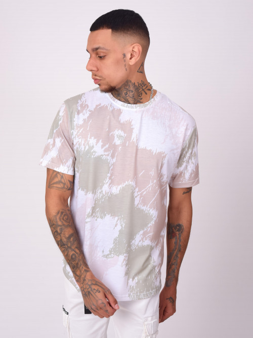 Abstract painting effect tee-shirt - Beige
