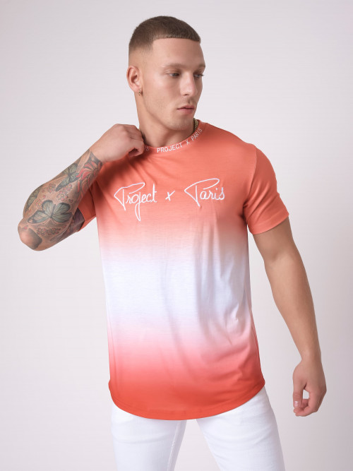 T-shirt com estampado gradiente desbotado - Laranja