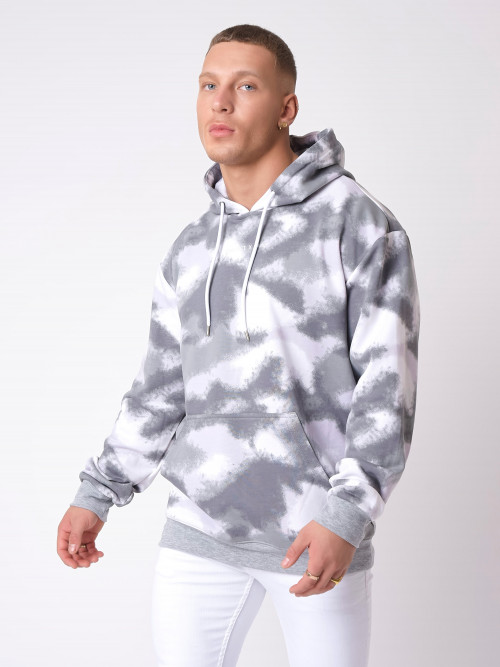 Faded abstract print hoodie - Grey