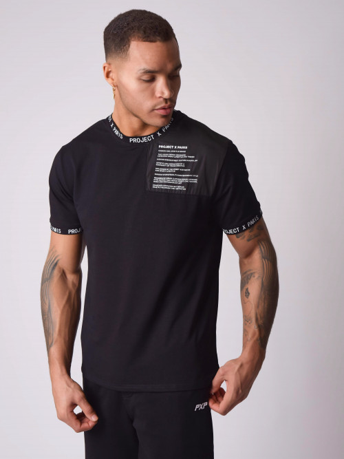 T-Shirt mit Ton-in-Ton-Einsatz aus Nylon - Schwarz
