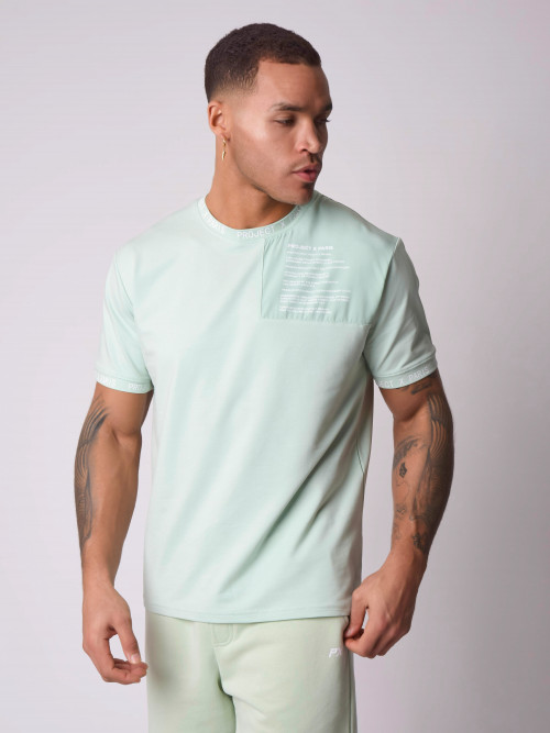 T-Shirt mit Ton-in-Ton-Einsatz aus Nylon - Wassergrün