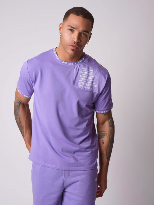 Nylon tone-on-tone yoke tee-shirt - Purple