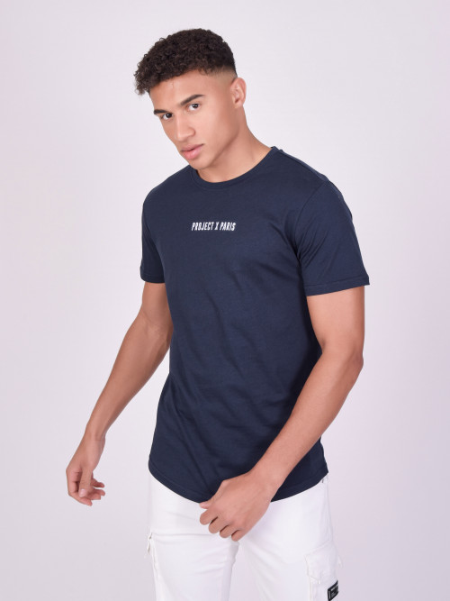 T-shirt básica com logógênero bordado - Azul