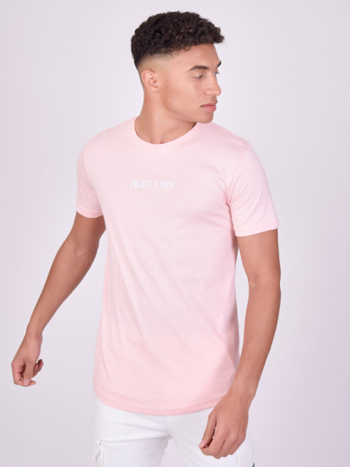 T-shirt básica com logógênero bordado - Rosa