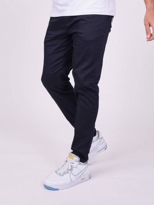 Basic Slim Fit Hose mit Logo-Stickerei - Blau