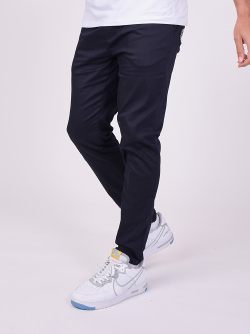 Pantalon basic slim broderie logo - Bleu