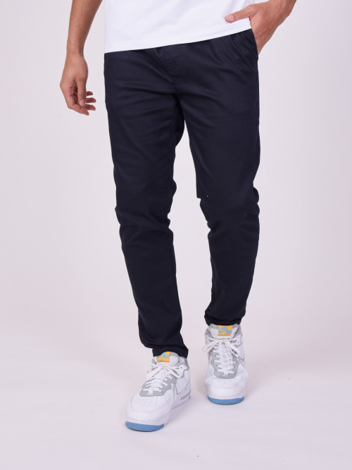 Basic slim pants with logo embroidery - Black
