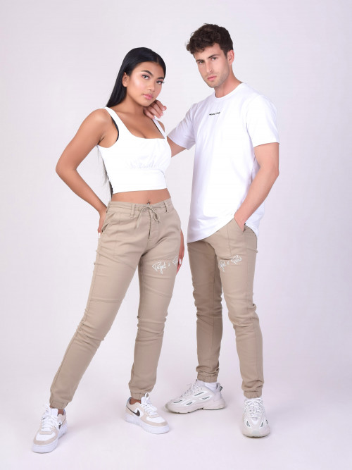 Basic skinny pants with visible seams - Beige