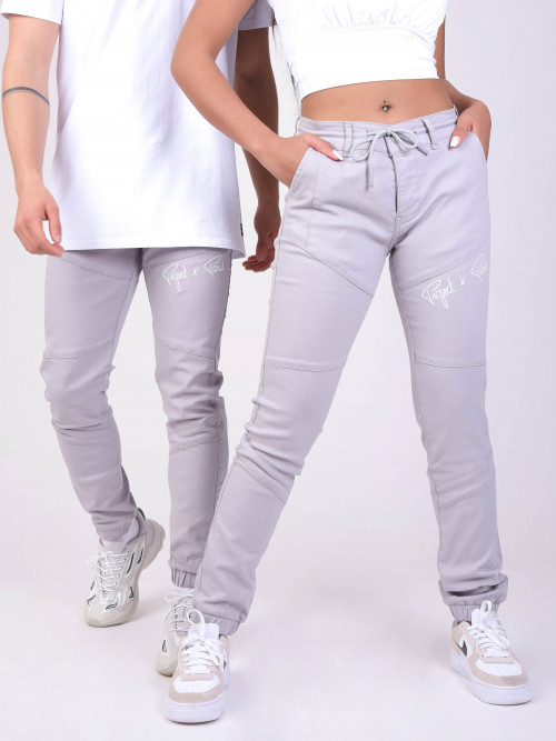 Basic skinny pants with visible seams - Light grey