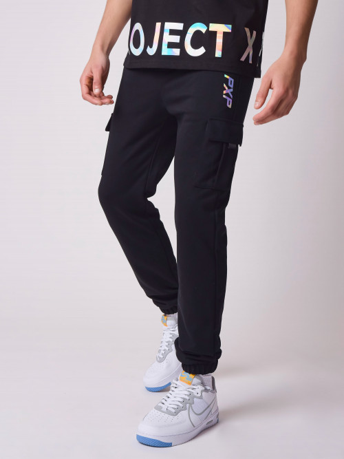 Pantaloni da jogging con scritte iridescenti - Nero