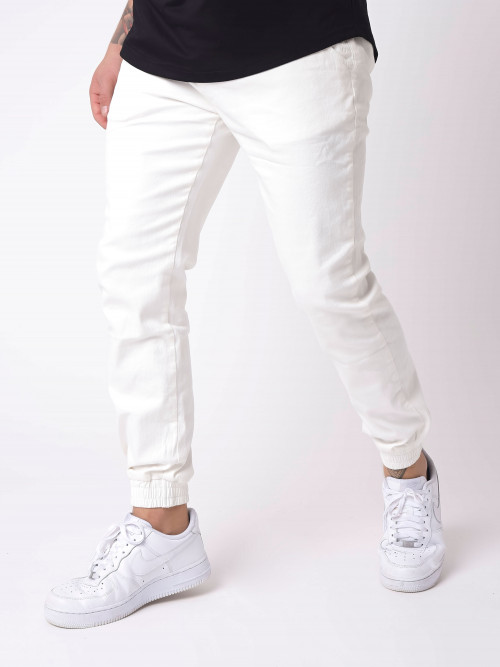 Pantalon basic finition élastique - Weiß