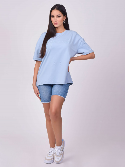 Tee-shirt basic ample logo - Bleu Ciel