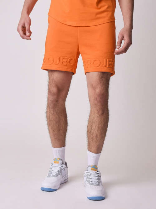 Pantalón corto con logotipo en relieve - Naranja