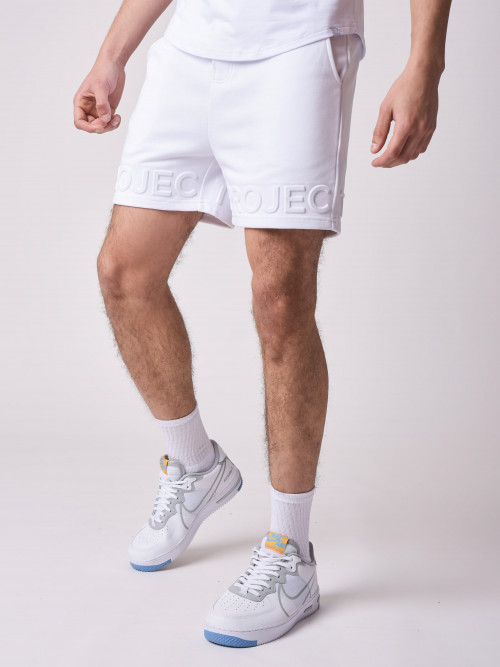 Pantalón corto con logotipo en relieve - Blanco