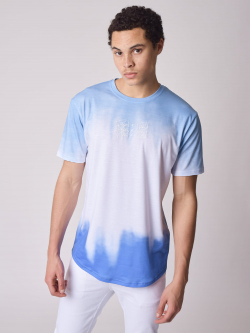 T-Shirt mit verwaschenem Muster - Himmelblau