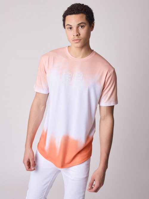 T-Shirt mit verwaschenem Muster - Orange