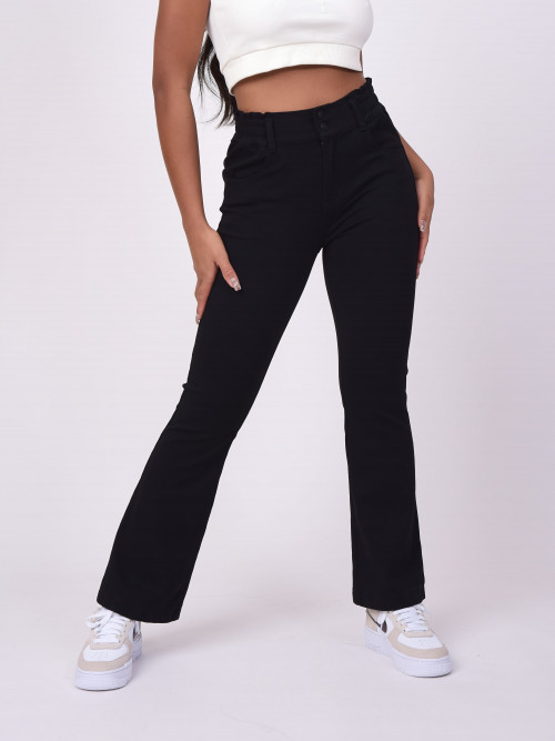 Paper bag style flare jeans - Black